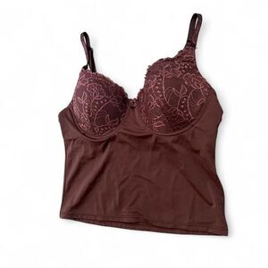 Y2K Rampage Brown Lingerie Lace Corset Bustier Top